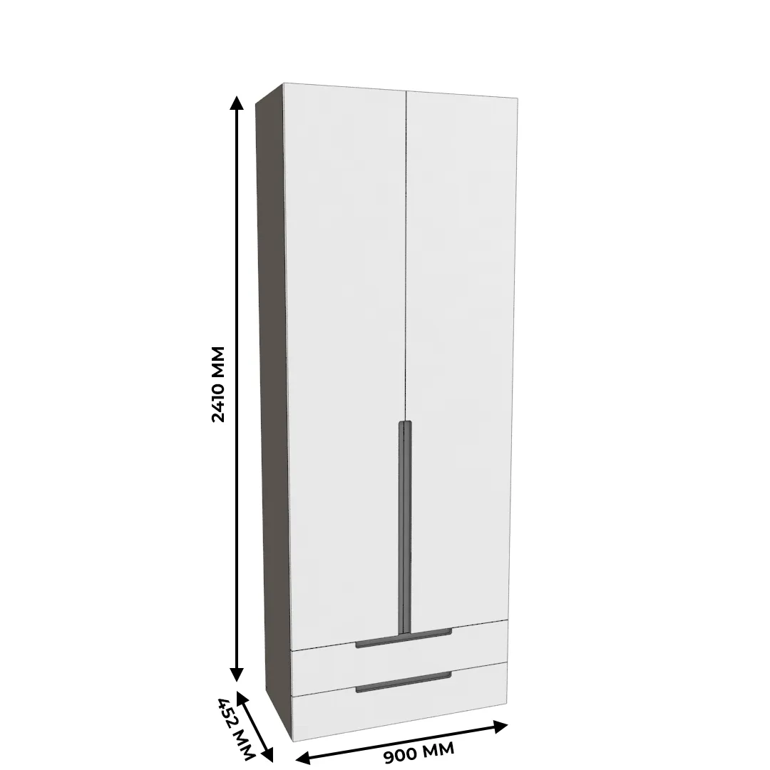 Шкаф 2 дверный с ящиками, фасады в эмали LE211.44