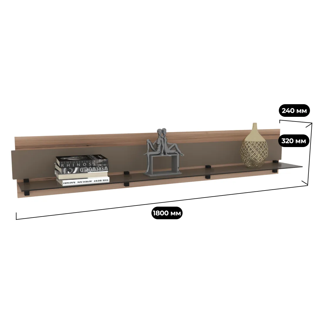 Полка со стеклом, панель МДФ R120.8
