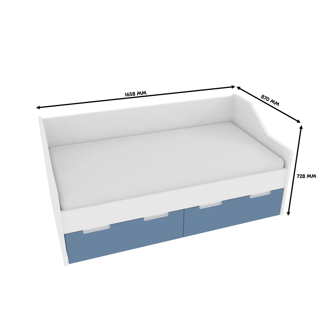 Кровать односпальная, фасады в эмали LE902.160, 80x160