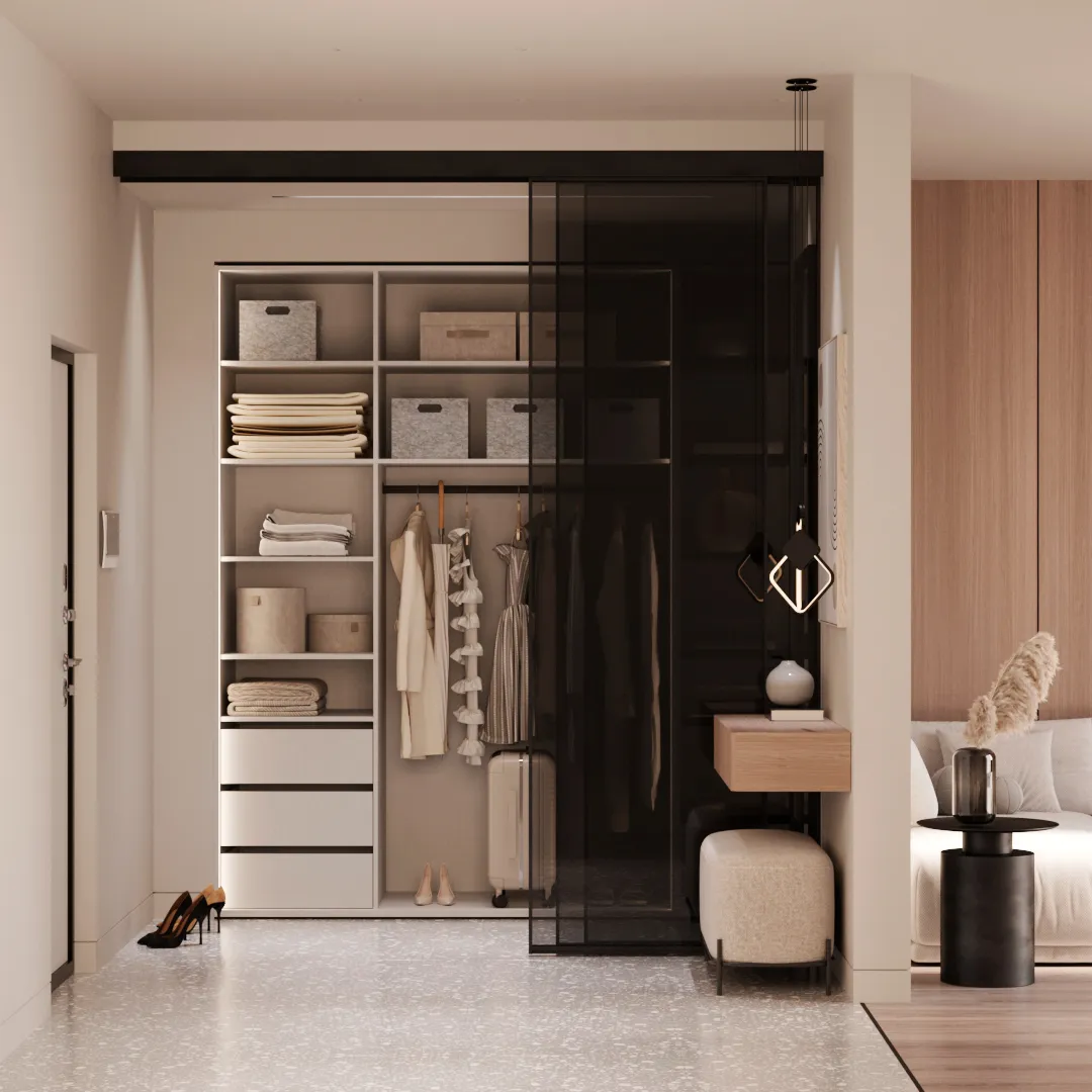 Перегородка для зонирования, стекло Титан GRACE 2