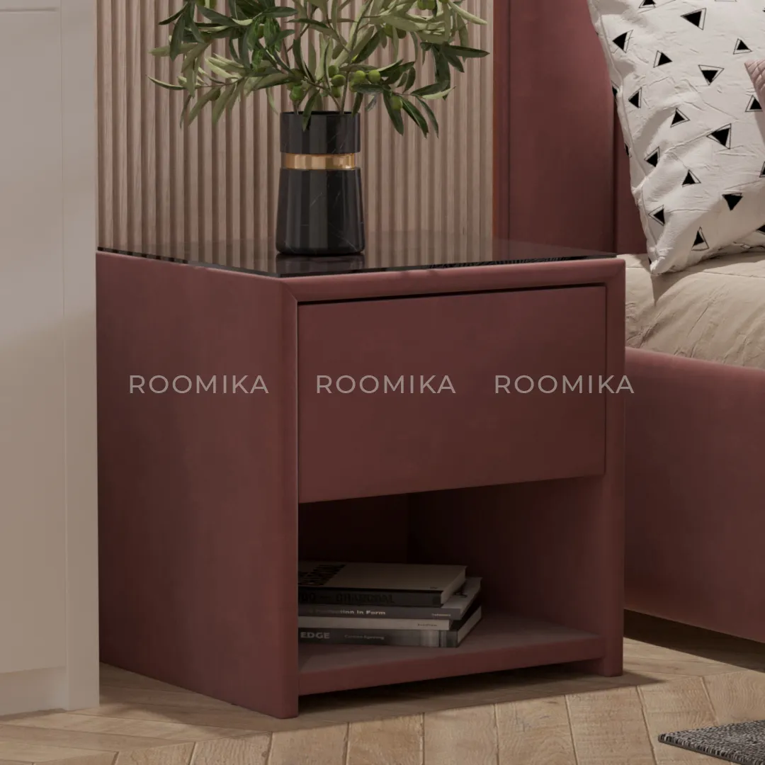 Тумба прикроватная мягкая, стекло прозрачное САНРАЙС 751