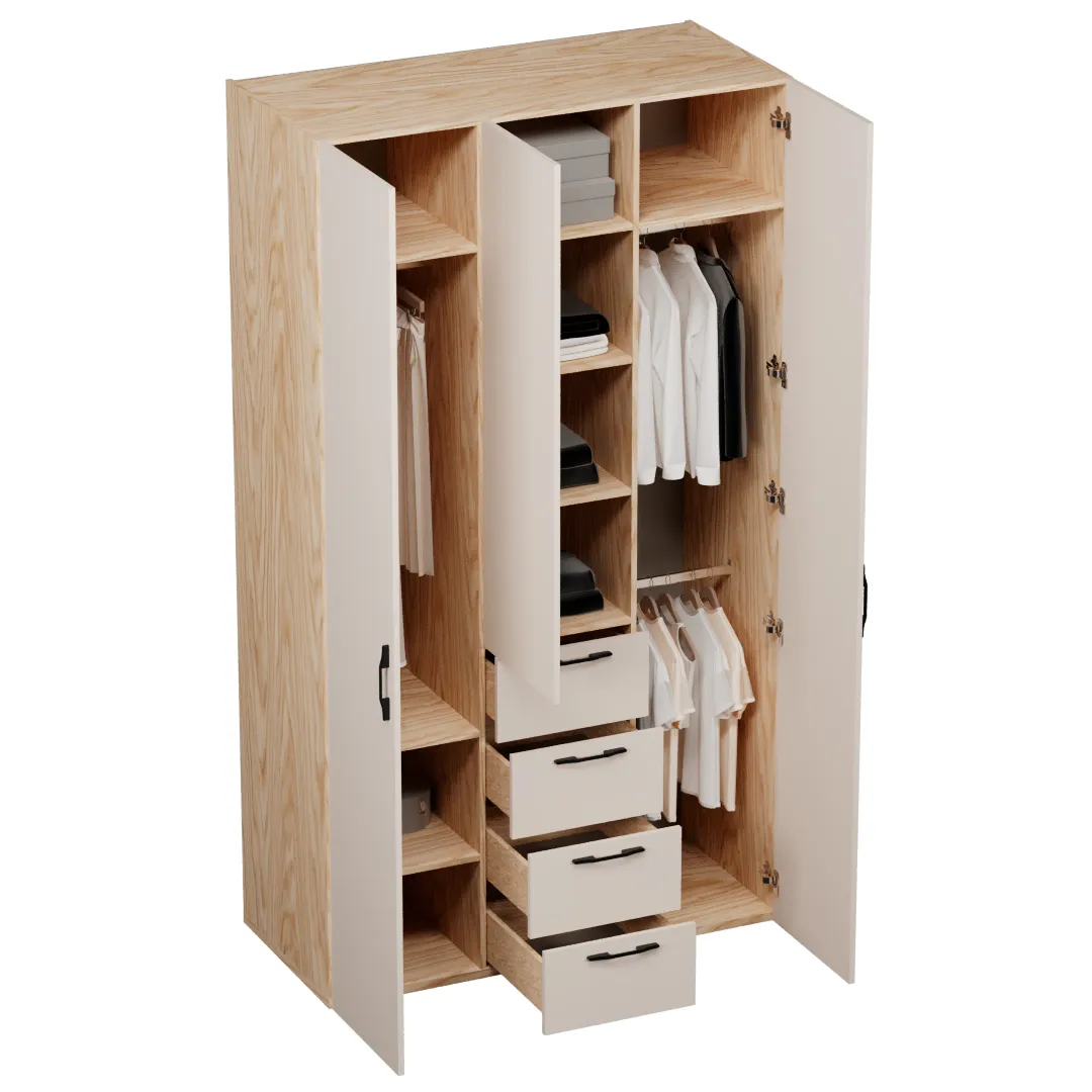 Шкаф трехдверный с ящиками глубокий L203.60