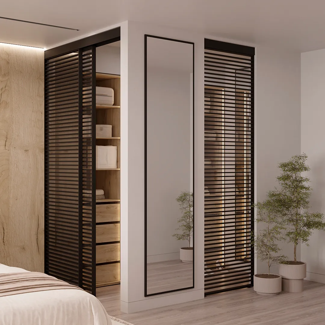 Составная стеклянная перегородка для гардеробной GRACE 21