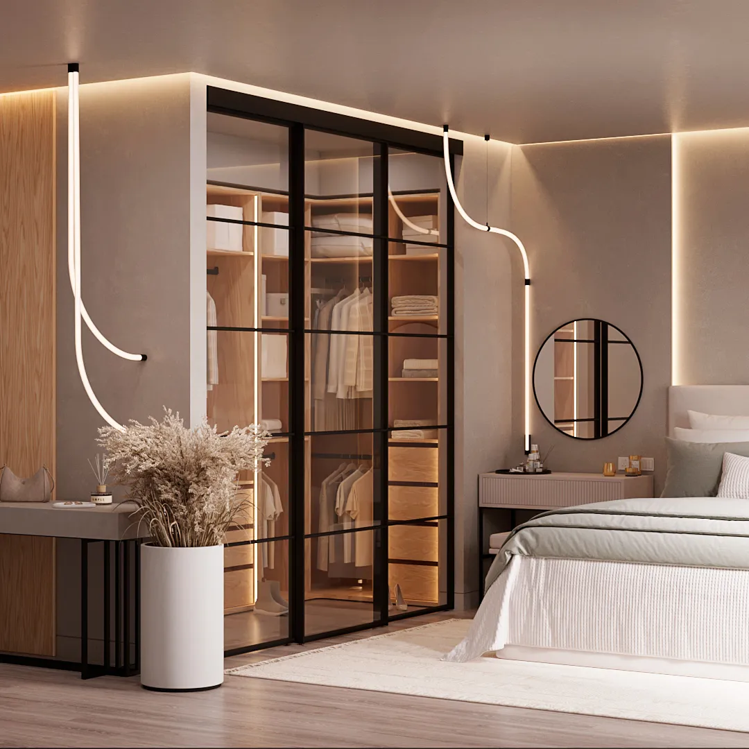 Стеклянная межкомнатная перегородка для гардеробной GRACE 20