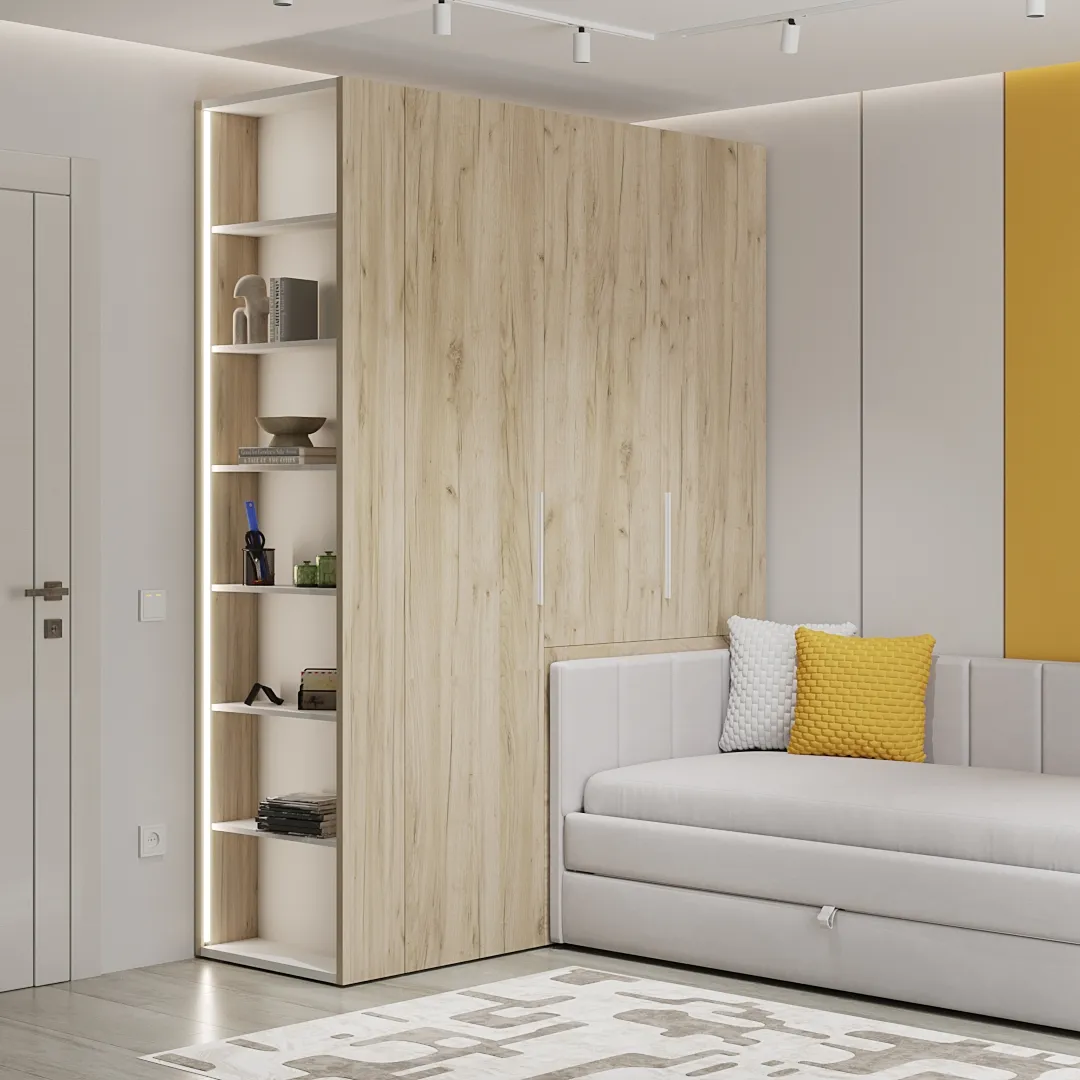 Шкаф двухдверный с фальш-стенкой и раздвижжными дверьми L205 L/R