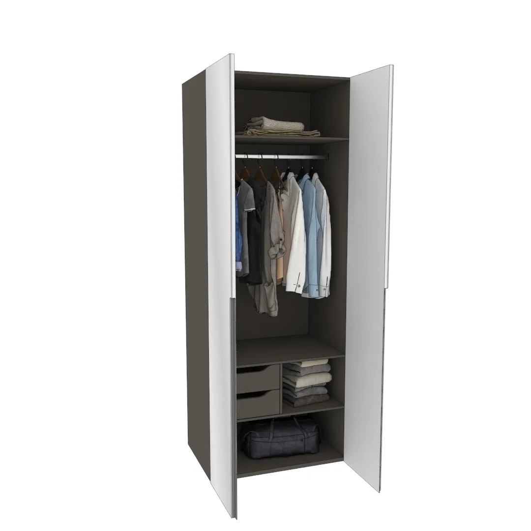 Шкаф 2 дверный с зеркалом, фасады в эмали LE210.60-2Z