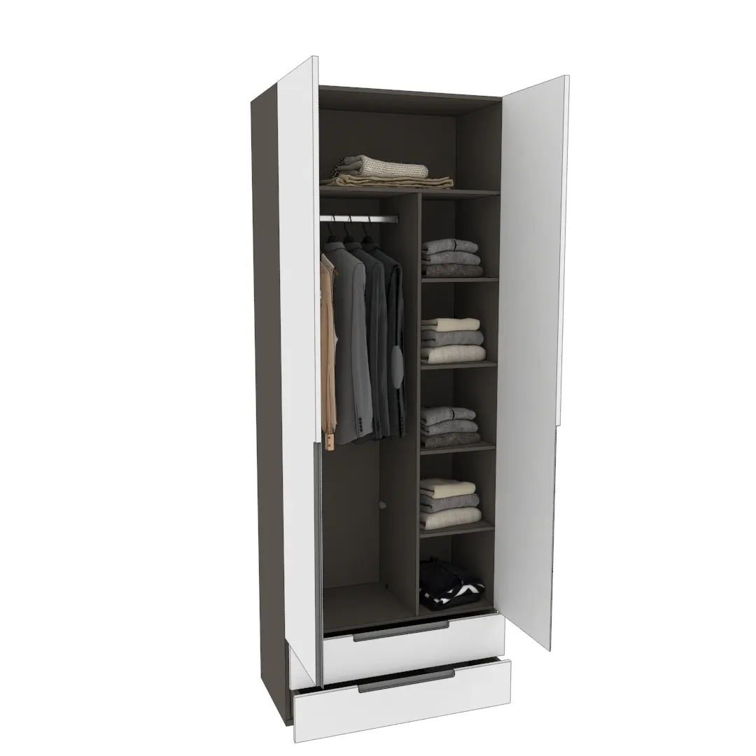 Шкаф 2 дверный с ящиками, фасады в эмали LE-211.44