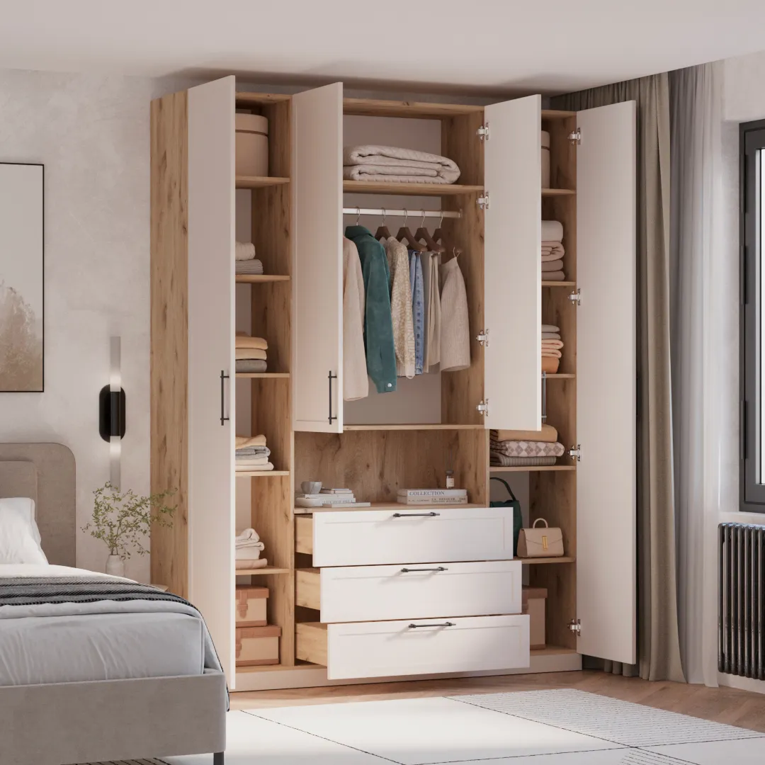 Шкаф четырехдверный для одежды с нишей A205