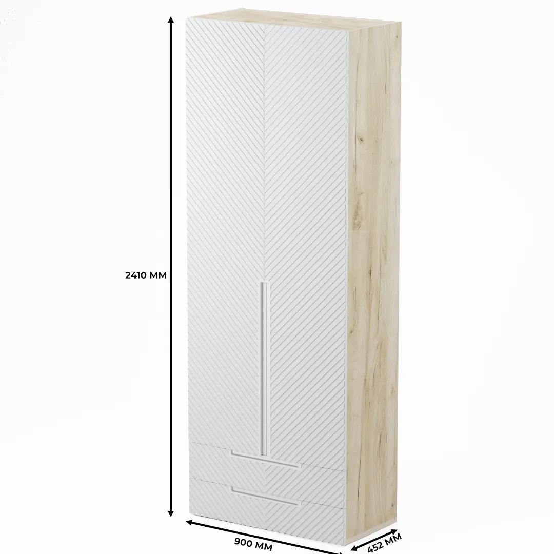 Шкаф 2 дверный с ящиками, фрезерованные фасады в эмали LE211.44