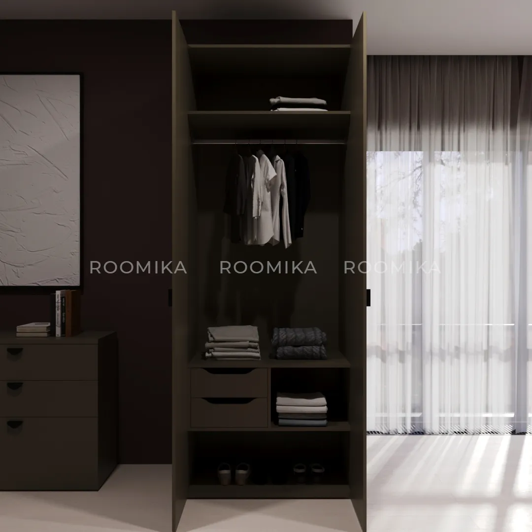 Шкаф 2 дверный, фрезерованные фасады в эмали LE-210.60-2