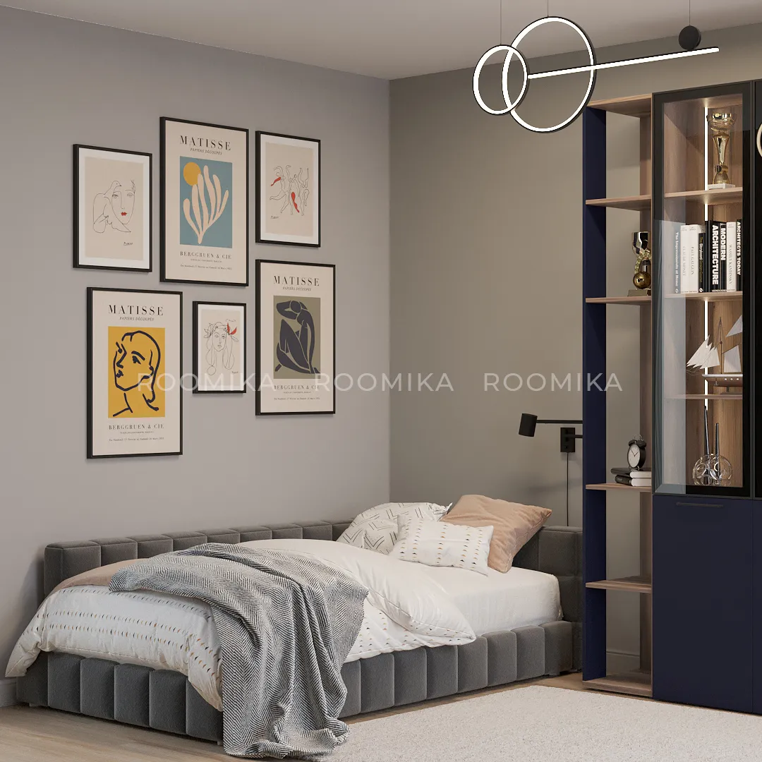 Кровать односпальная мягкая с ортопедической решеткой КВАДРО