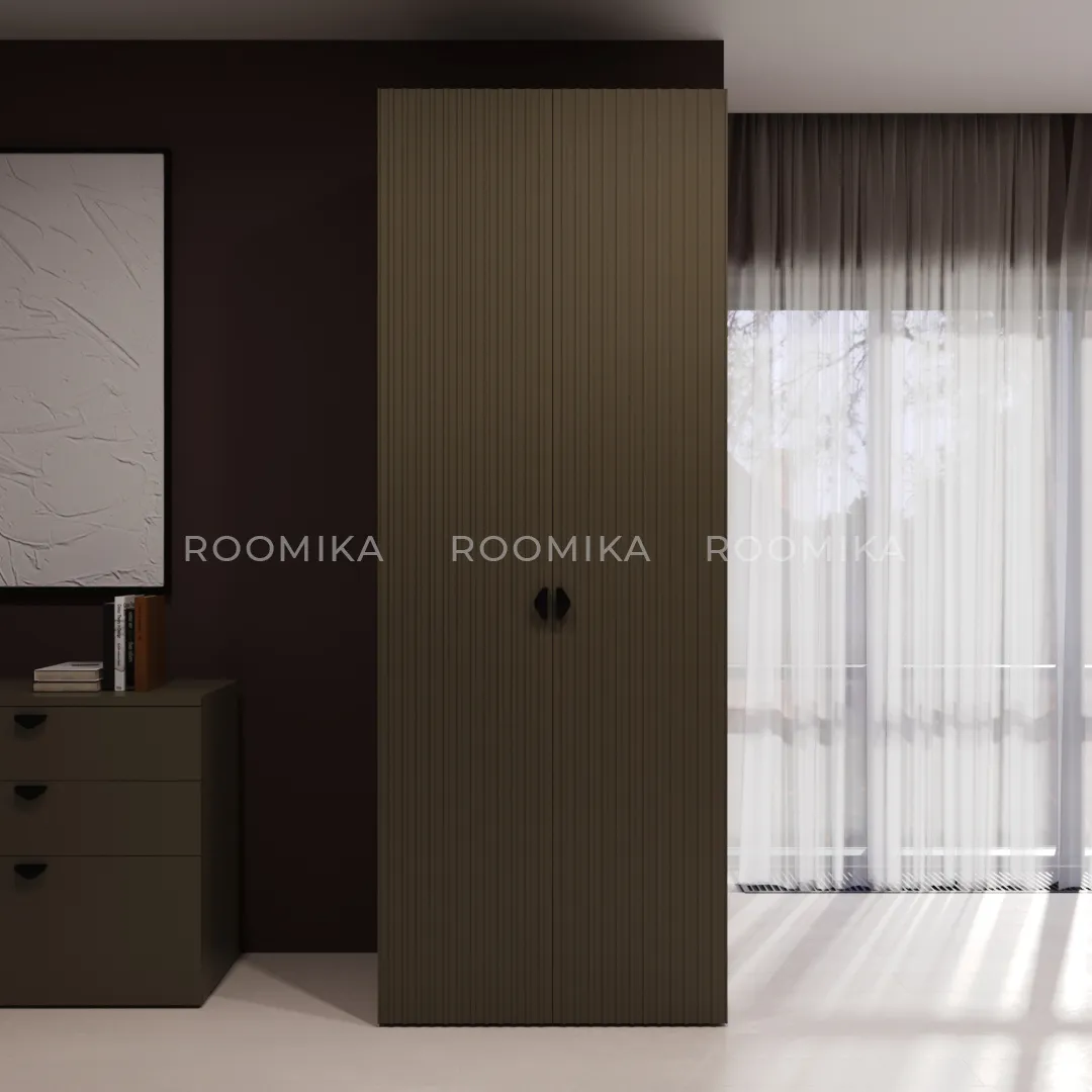 Шкаф 2 дверный, фрезерованные фасады в эмали LE-210.60-2