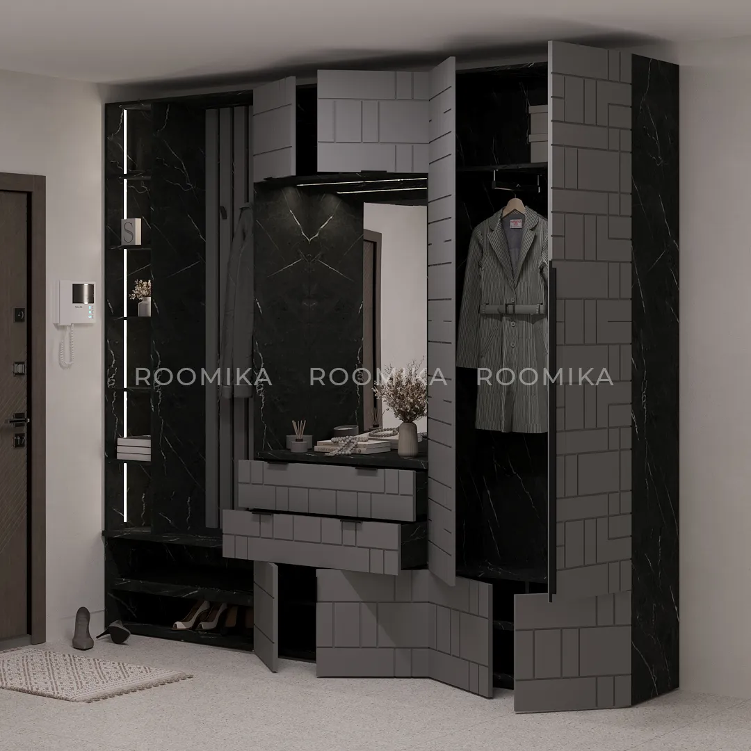 Lazio прихожая, фрезерованные фасады в эмали 31