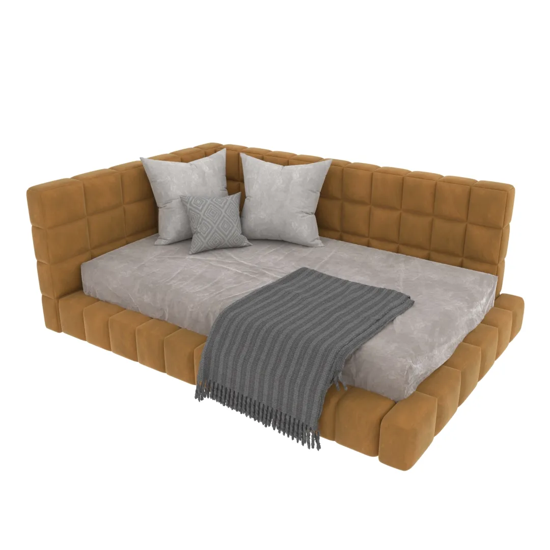 Кровать полутороспальная мягкая с ортопедической решеткой  КВАДРО, 120х200