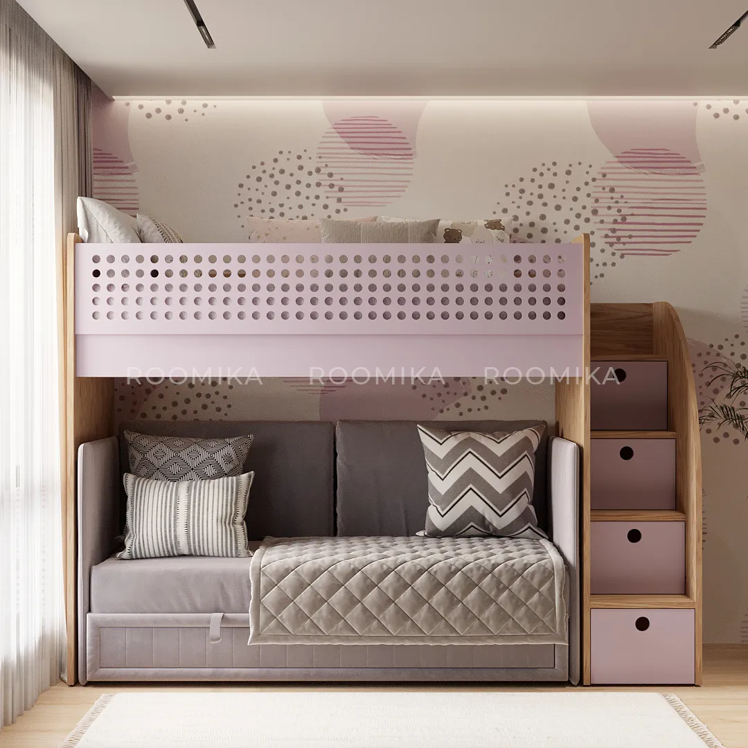 Кровать-чердак A916 с диваном Bergamo, 90x200 L/R