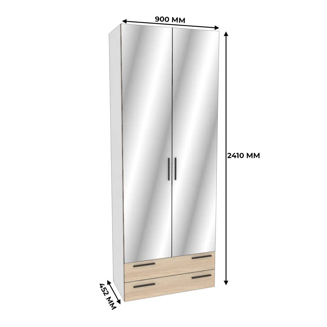 Шкаф двустворчатый с ящиками и с зеркалом L-211.44Z