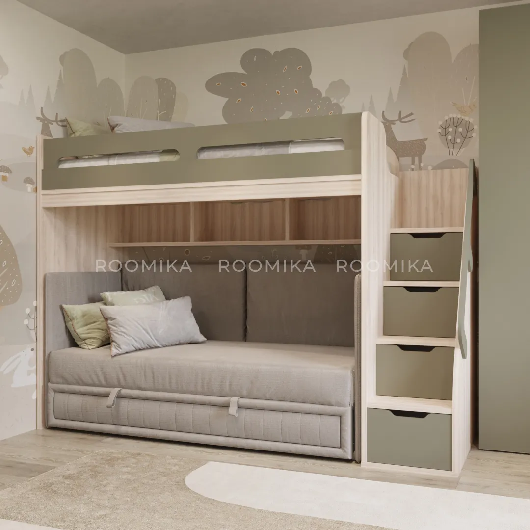 Кровать-чердак E977, 90x200 L/R