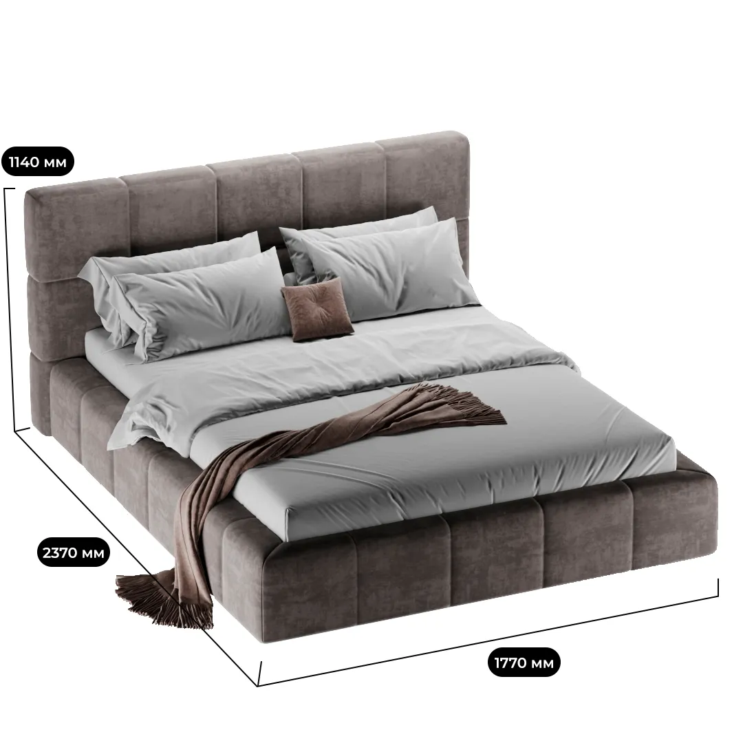 Кровать двуспальная мягкая КВАДРО-СОФТ с подъемным механизмом, 160x200