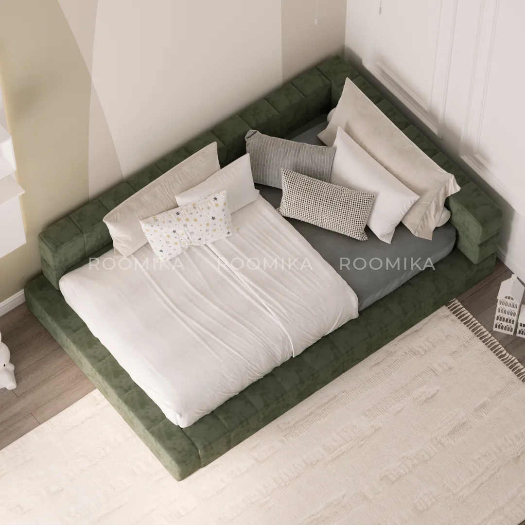 Кровать полутороспальная мягкая с ортопедической решеткой КВАДРО-М, 120х200