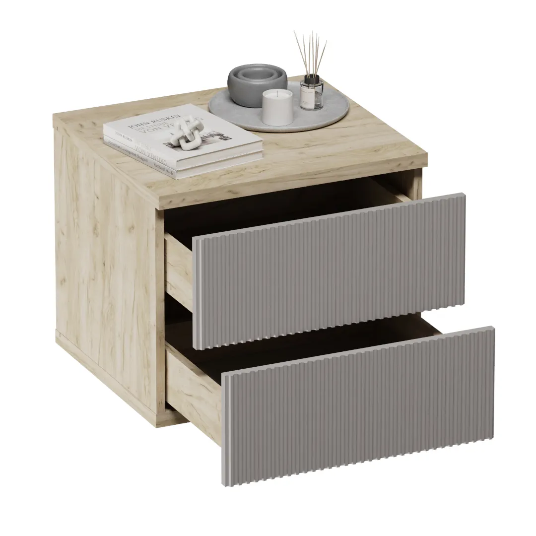 Тумба прикроватная 2 ящика, фрезерованные фасады в эмали LE-701