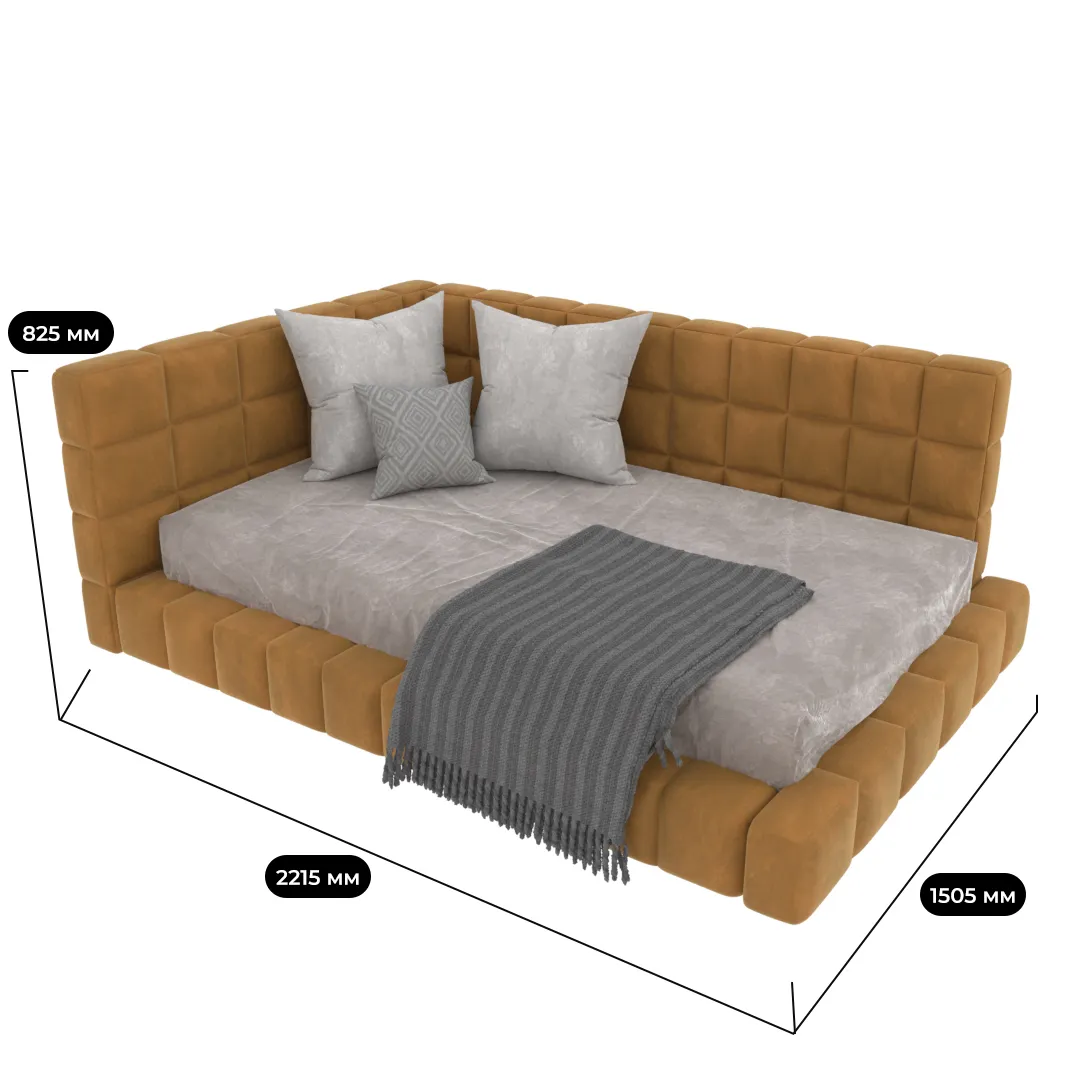 Кровать полутороспальная мягкая с ортопедической решеткой  КВАДРО, 120х200