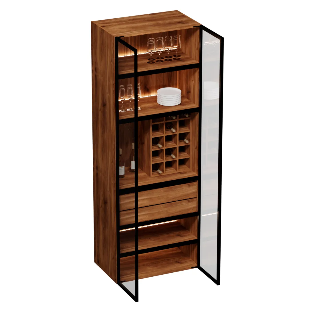 Шкаф напольный со стеклом с подсветкой T252.90.200