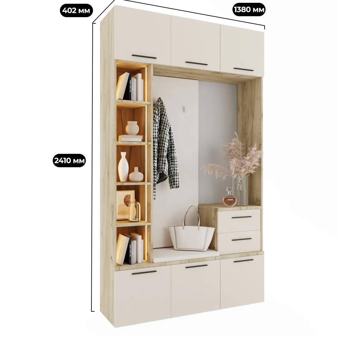 Секция с вешалкой и стеллажом L416