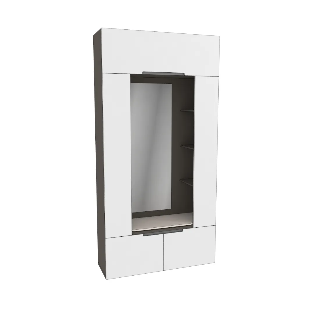 Секция с зеркалом и полками, фасады в эмали LE408 Секция с зеркалом и полками, фасады в эмали LE408