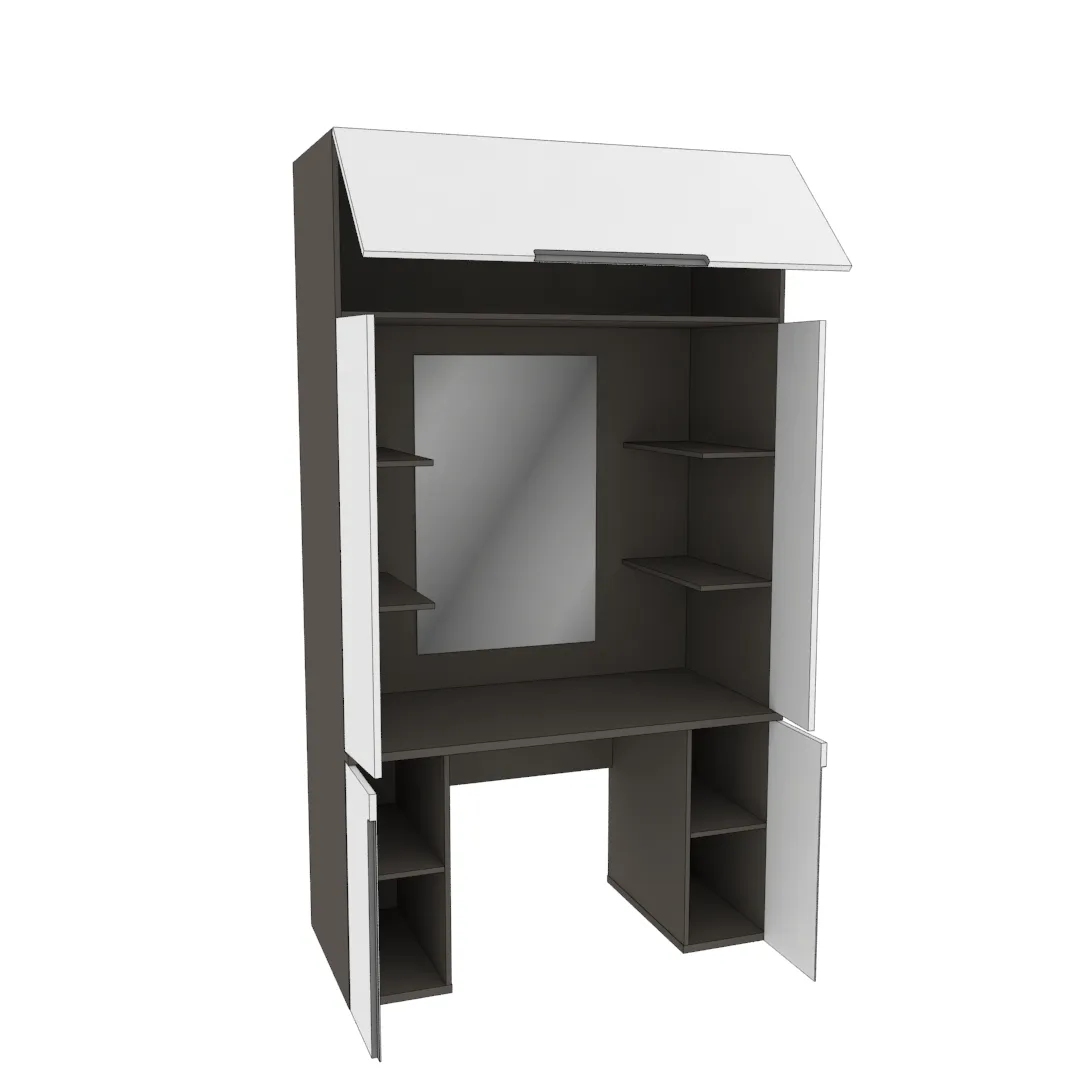 Стол туалетный с секцией и зеркалом, фасады в эмали LE404.60