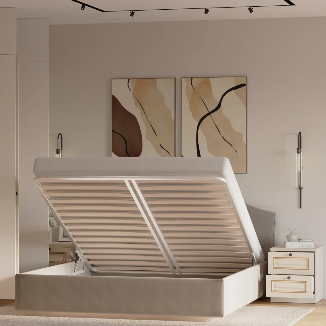 Кровать двуспальная мягкая СЕЛЕНА с подъемным механизмом, 180x200