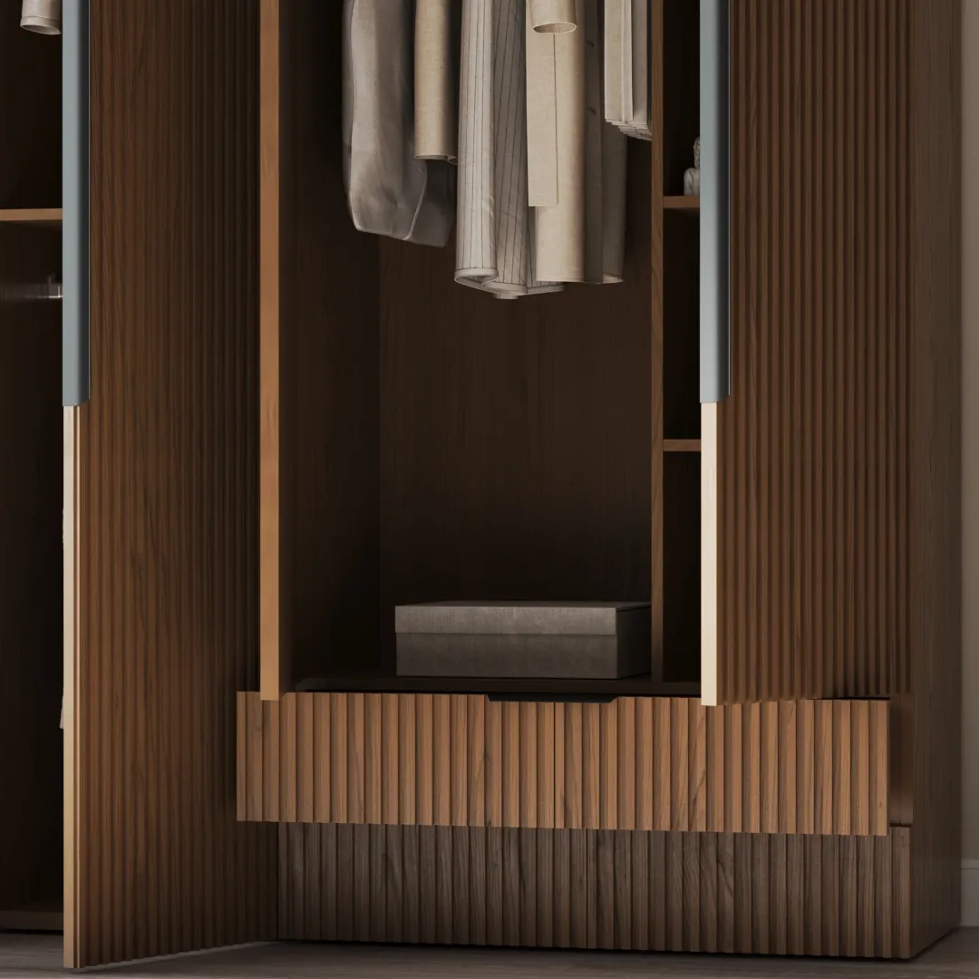 Шкаф двустворчатый с ящиками, фасады натуральный шпон L211.44