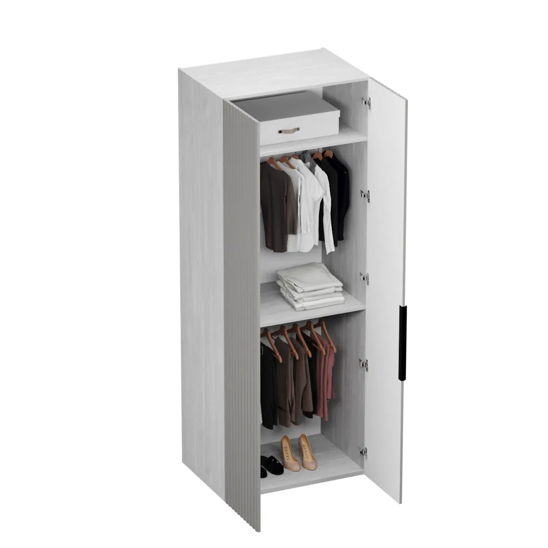 Шкаф 2 дверный, фрезерованные фасады в эмали LE210.60-1