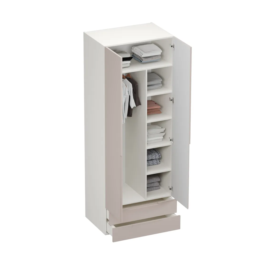 Шкаф 2 дверный с ящиками, фасады в эмали LE-211.60