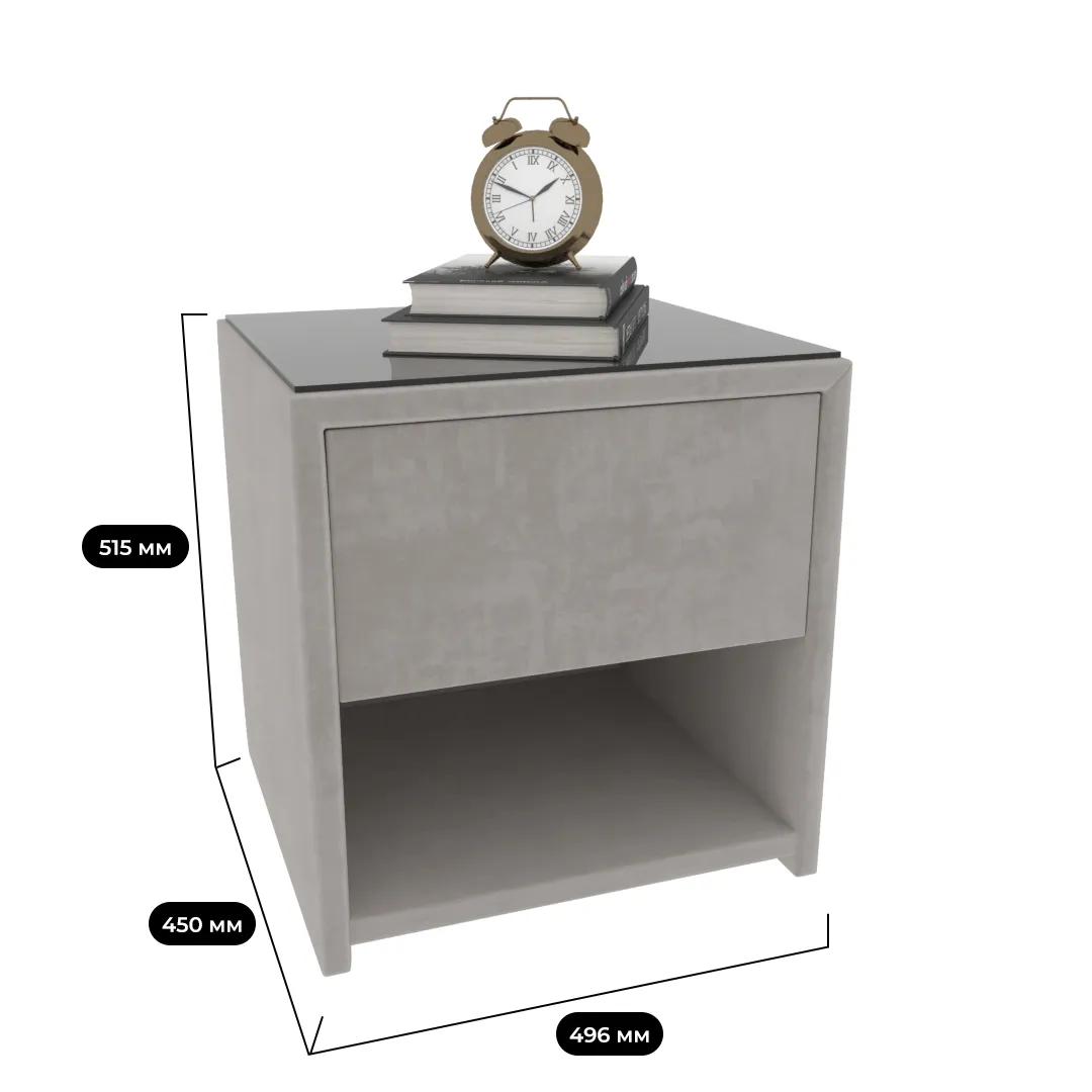 Тумба прикроватная мягкая, стекло прозрачное САНРАЙС 751