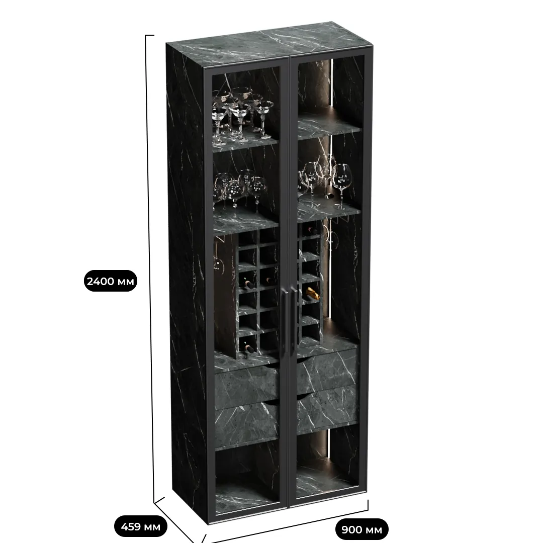 Шкаф-бар со встроенными ящиками с подсветкой R217