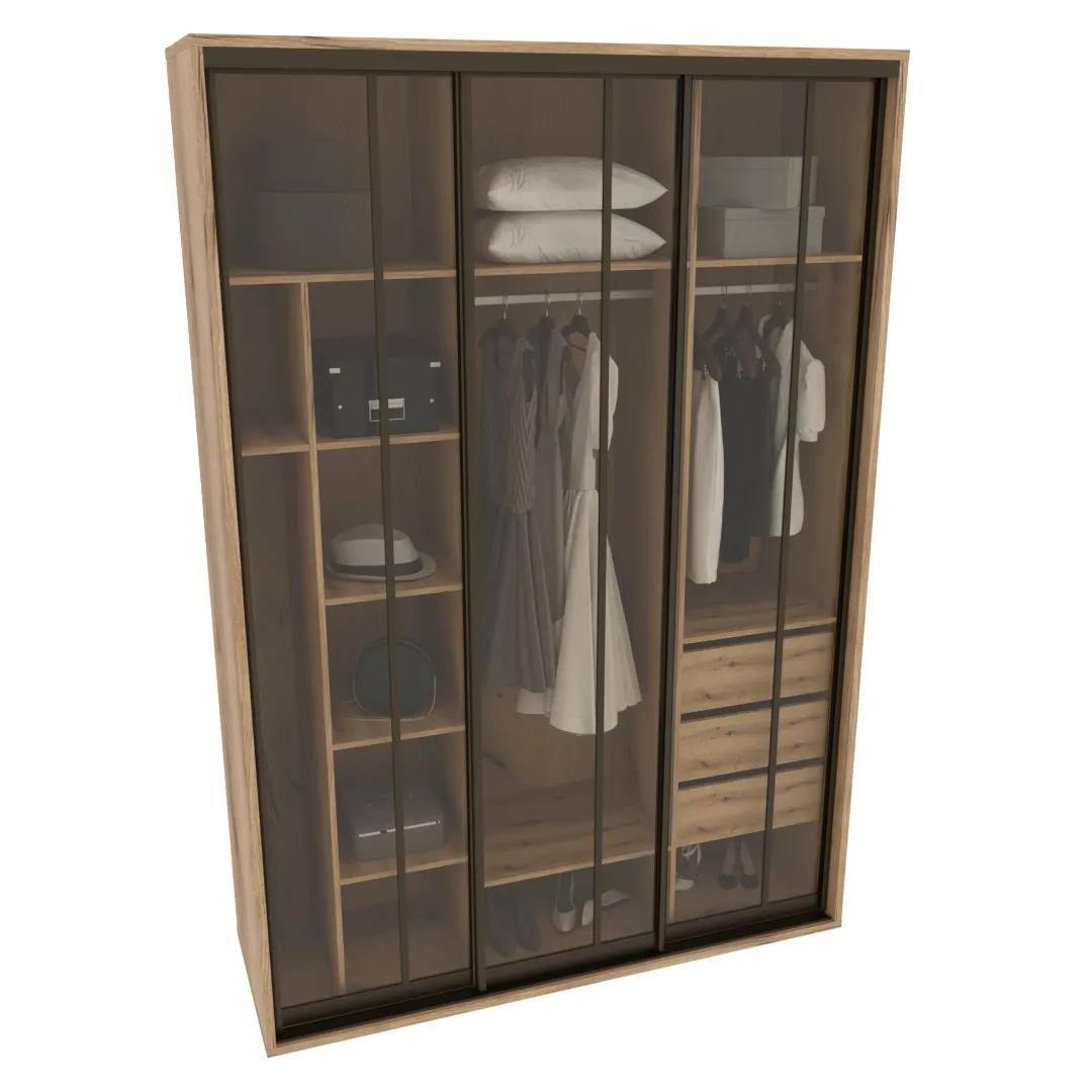 Шкаф-купе ХG186.60-3, профиль INTEGRO, стекло прозрачное, с подсветкой Шкаф-купе ХG186.60-3, профиль INTEGRO, стекло прозрачное, с подсветкой