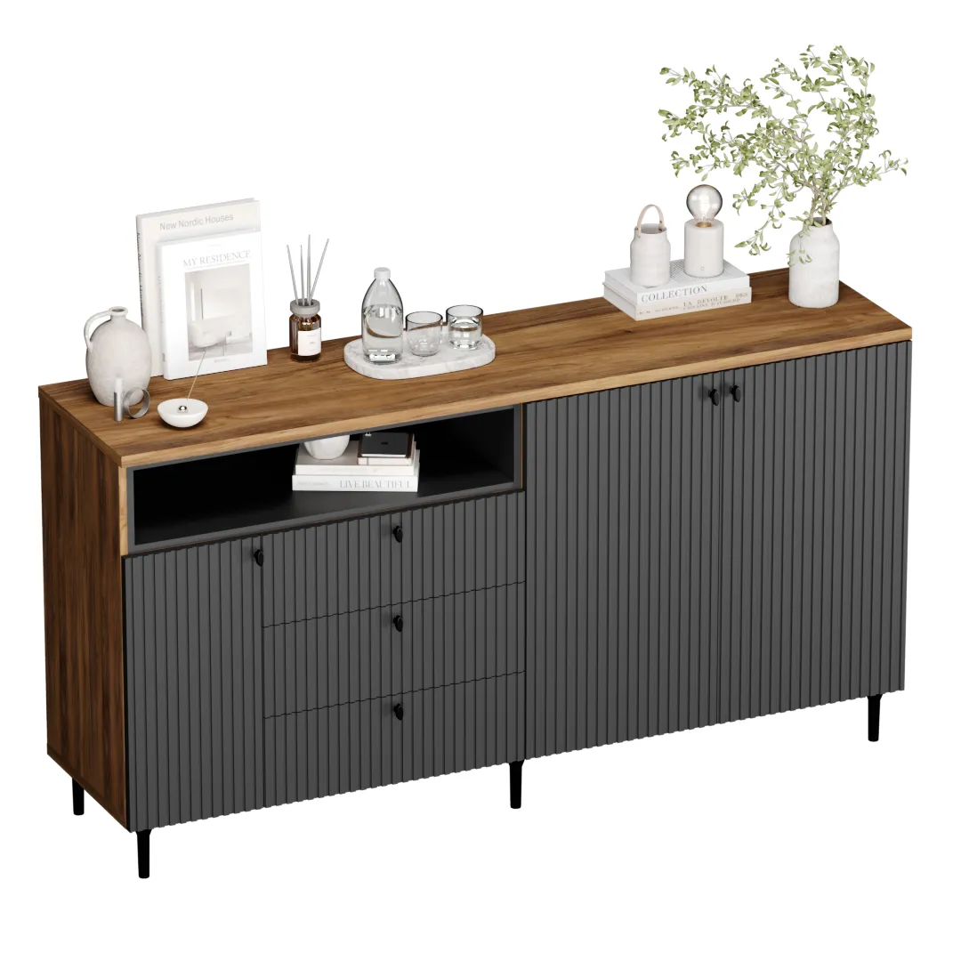 Комод, фрезерованные фасады в эмали LE729