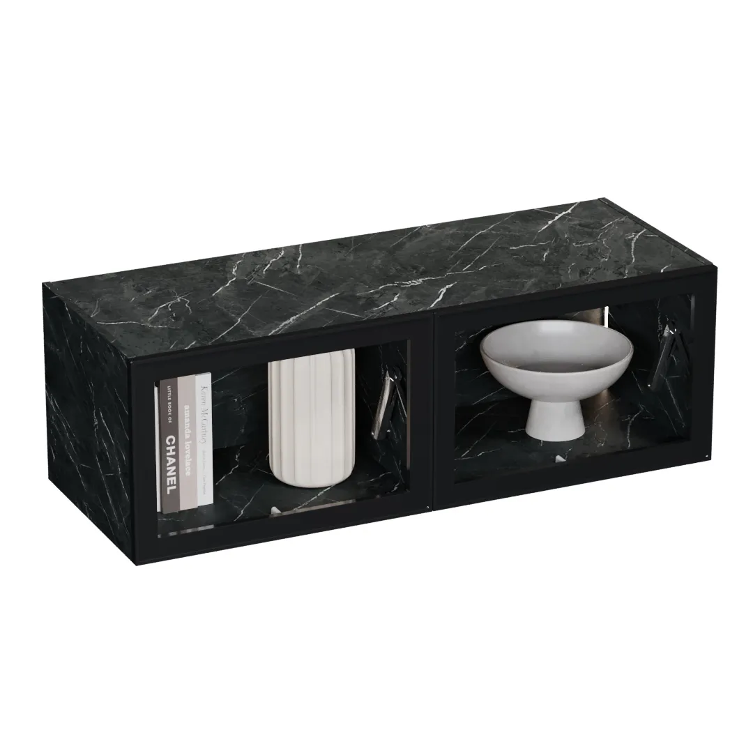 Антресоль с двумя откидными стеклянными дверями R312.45ST с подсветкой