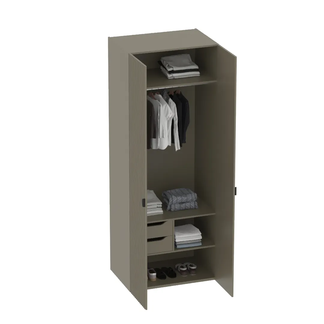 Шкаф 2 дверный, фрезерованные фасады в эмали LE-210.60-2