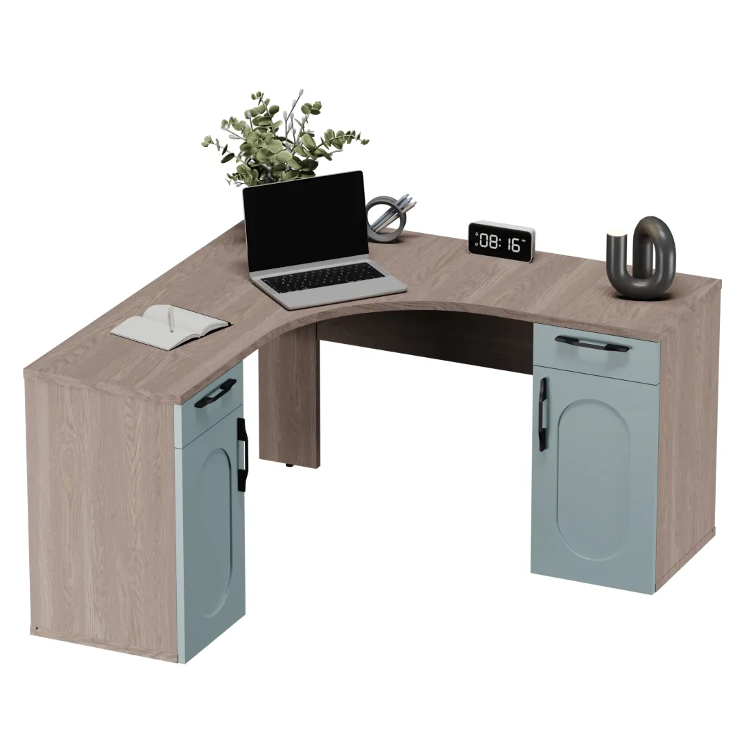 Cтол угловой равносторонний, фрезерованные фасады в эмали LE716