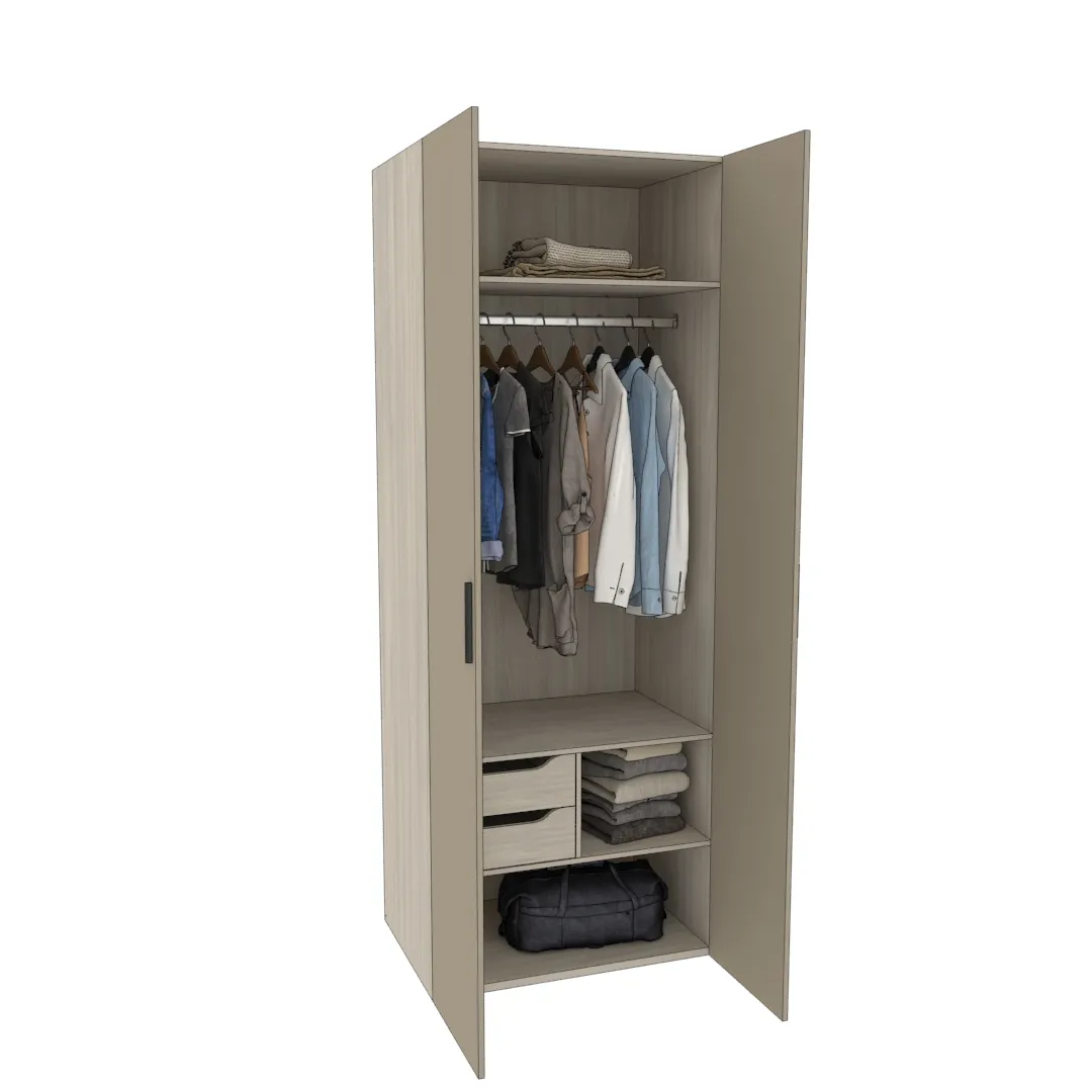 Шкаф двухдверный с узкими ящиками L210.60-2