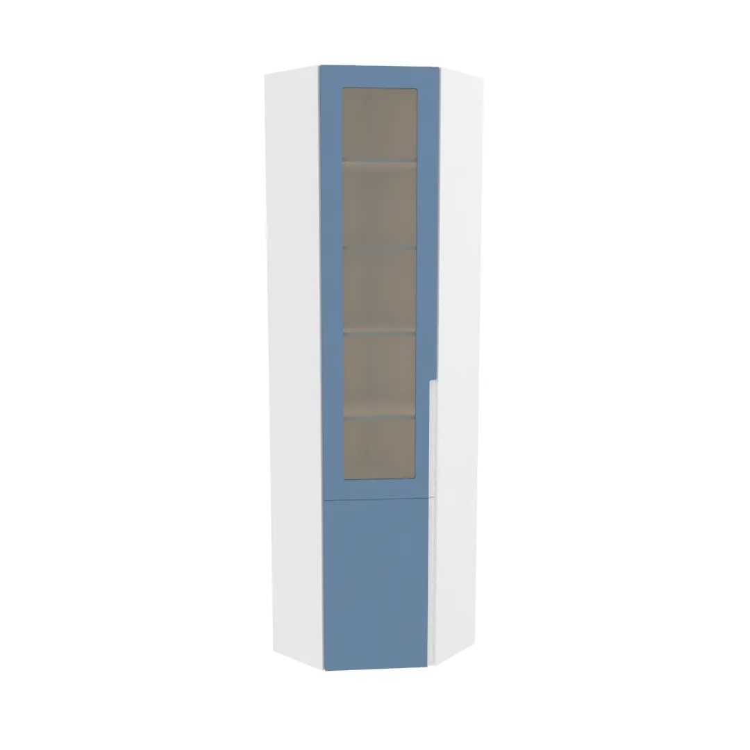 Шкаф угловой книжный со стеклом, фасады в эмали LE247 с подсветкой