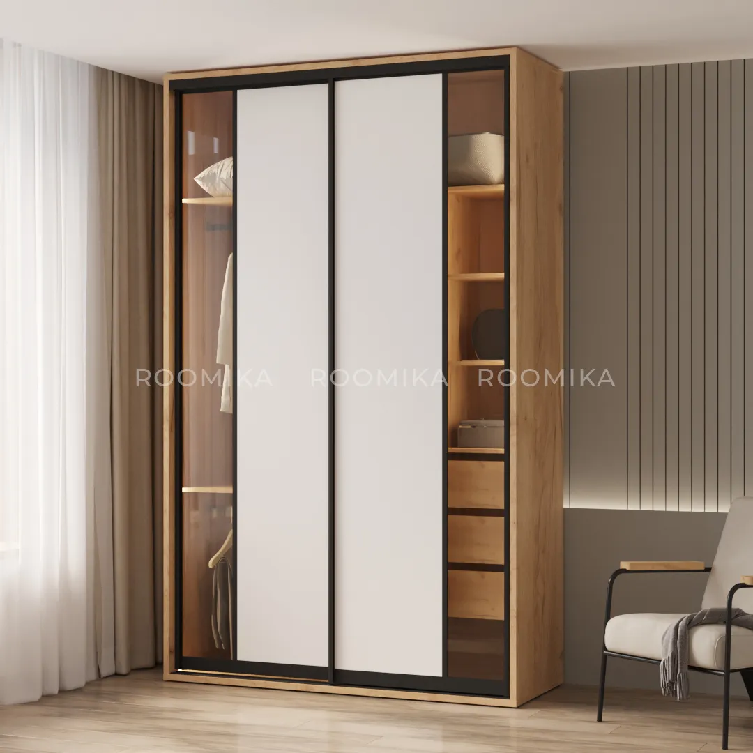 Шкаф-купе ХG160.60-1, профиль INTEGRO, фасад МДФ/стекло прозрачное