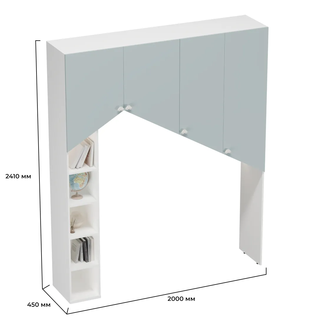 Антресоль-домик со стеллажом L628.45 L/R