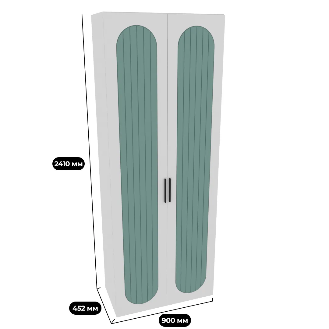 Шкаф двухдверный узкий, фрезерованные фасады в эмали LE210.44-1