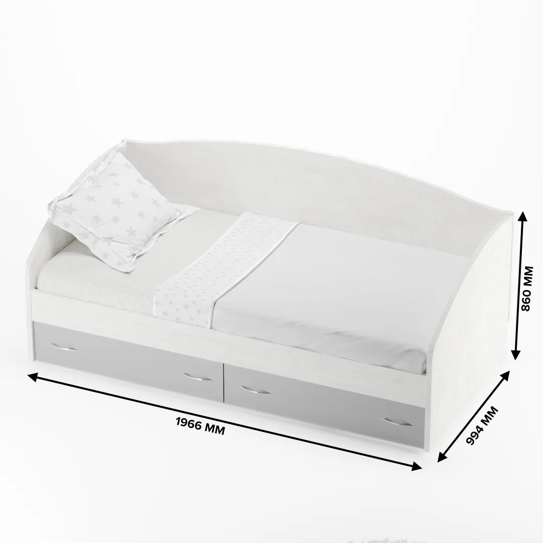 Кровать односпальная с ящиками P902N, 90x190