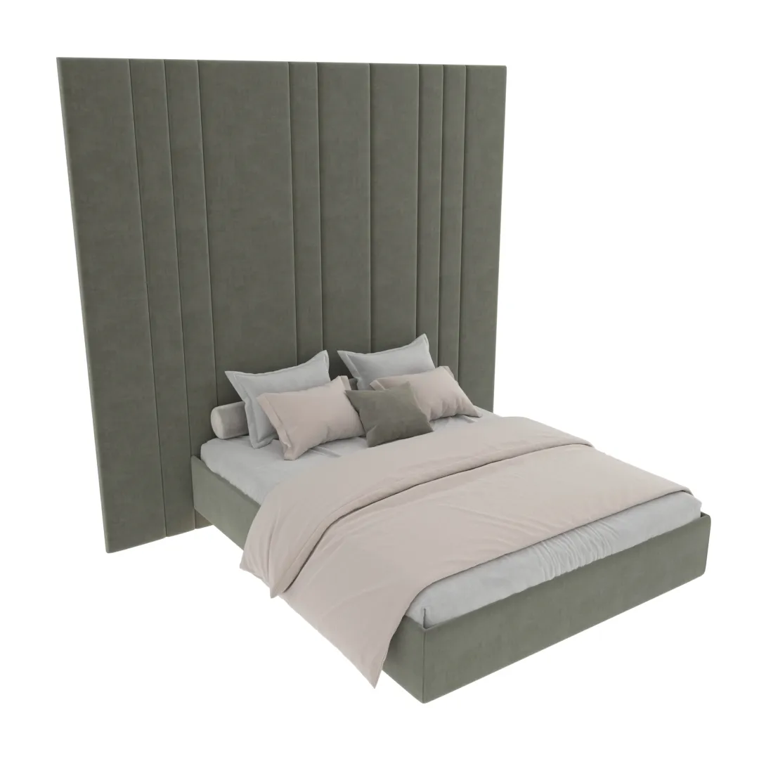 Cпальня с мягкой стеновой панелью и кроватью подиумом 2