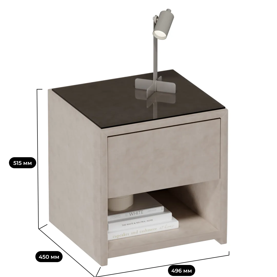 Тумба прикроватная мягкая, стекло прозрачное САНРАЙС 751