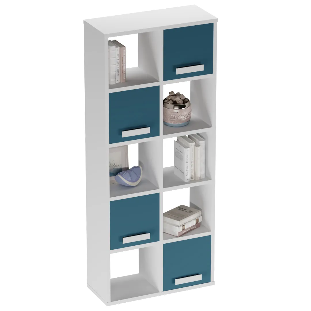 Стеллаж сквозной книжный на 10 ниш с ящиками E810