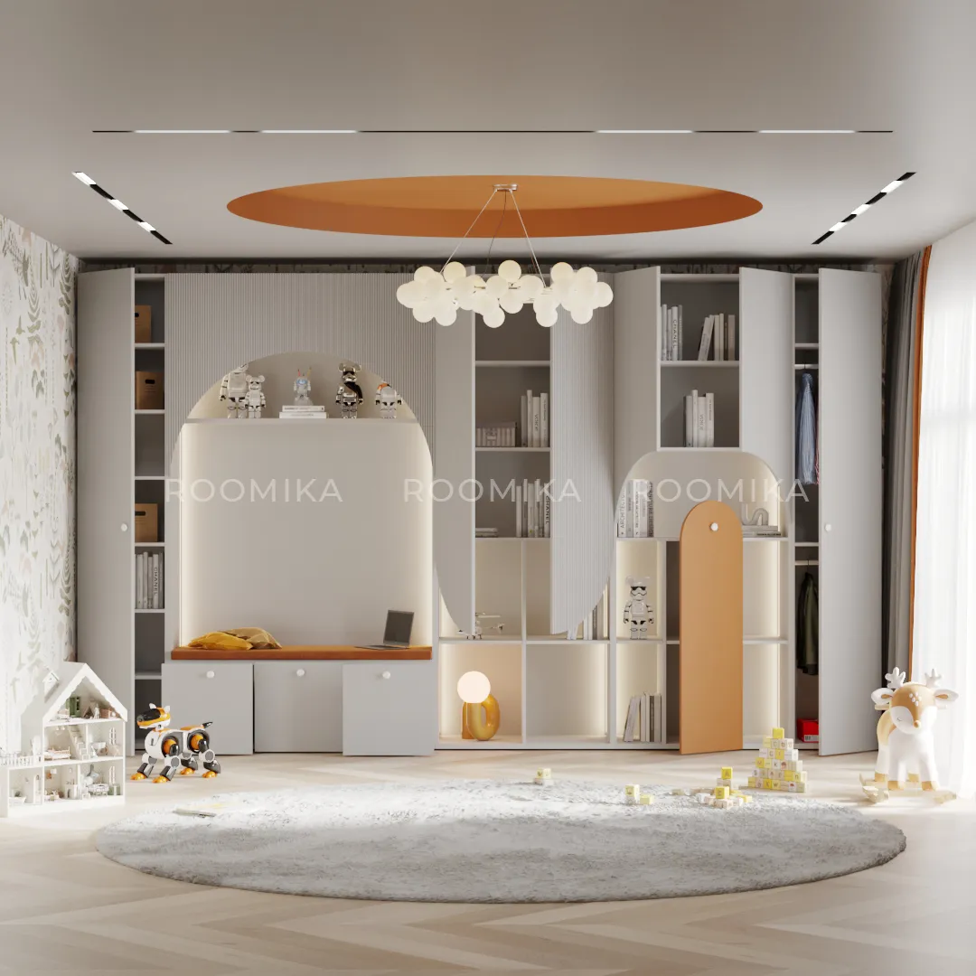 Шкаф однодверный со полками узкий, фасады в эмали LE220.44-4